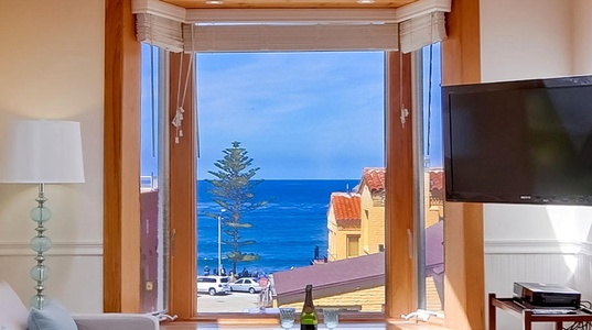 Flat screen and ocean views in the living space