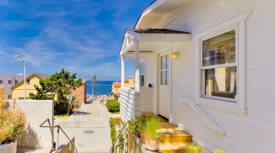 Side view of steps up to home