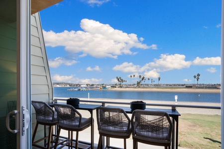 Main level balcony with water view