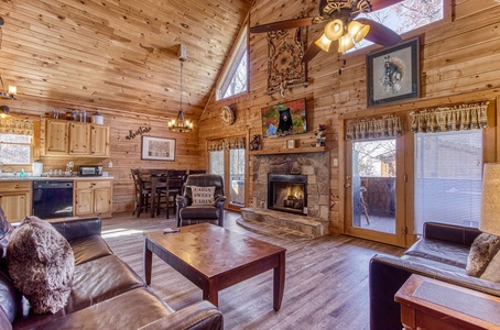 Cozy Living Room with Vaulted Ceilings