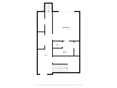 Clear layout showing your private bedroom, two full baths, and hallway access—perfect for understanding the upstairs space.