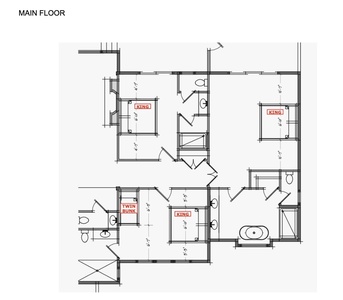 Monster Mansion-Main floor bedroom configurations.