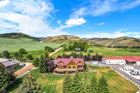 Green Canyon Chalet-Areal of home and Yard looking west