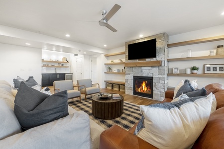 Black Timber Lodge-Basement Family Room and Wet Bar