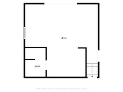 This floor plan shows a gym and bathroom setup, giving you an idea of the layout and space available for your fitness routine.