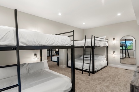 100 Acre Lodge-Bedroom #4 (2 King-over-King Bunk Beds-Downstairs SW)