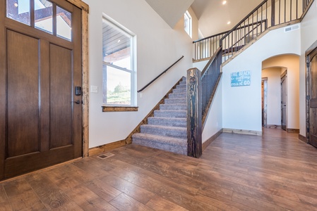 Shundahai Lodge-Entry and stairway to upstairs (Main Floor south)