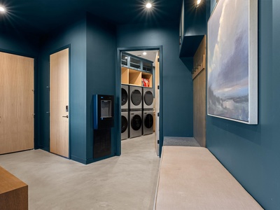 Modern communal laundry facilities with stackable washers and dryers make keeping your wardrobe fresh effortless during your stay.