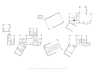 Complete architectural floor plan showcasing the property's comprehensive layout with multiple bedrooms, bathrooms, living spaces, and entertainment areas across various levels.