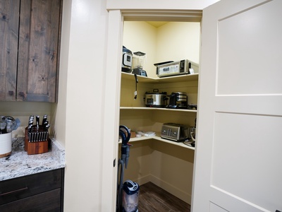 Your well-stocked kitchen pantry keeps all your cooking essentials perfectly organized and within easy reach for your stay.