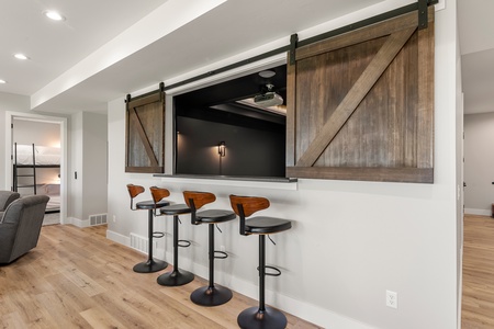 100 Acre Lodge-Bar Area looking into theater (Downstairs Center)