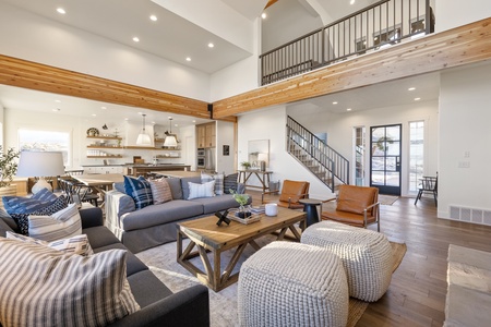 Black Timber Lodge-Living Room and Kitchen