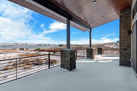 Bluffs at Blue Sage-East patio from master bedroom and views.  This deck has an outdoor fireplace.