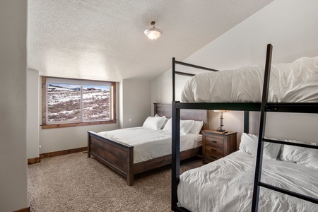 Polaris Peak-Bedroom #2 (Upstairs West Center- 1 King Bed and a Queen-over-Queen Bunk Bed)