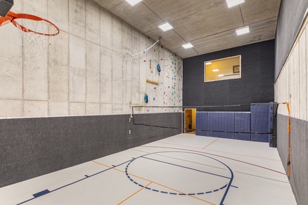 Averon Lodge - Bear Lake Luxury Rentals - Your private sports court awaits with basketball hoops and volleyball net for endless indoor fun and games.