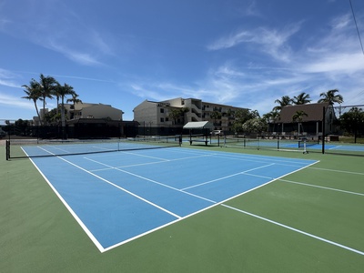 A tennis court is available & doubles as a 3rd & 4th pickleball court.