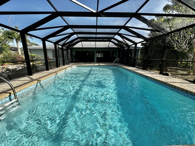 The outdoor heated saltwater pool.