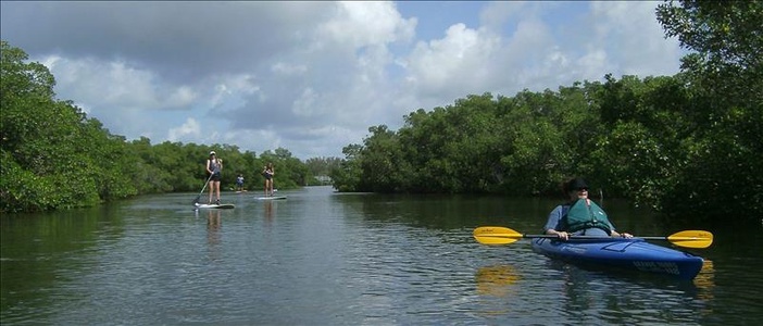 Bring or rent a kayak and explore Clam Bayou.
