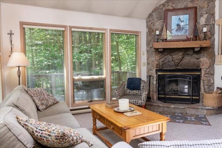 Living Room with Wood Fireplace