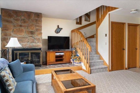 Living Room with Wood Fireplace