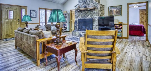 Living Room with Wood Fireplace