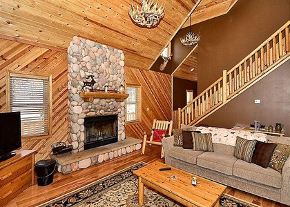 Living Room with Wood Fireplace