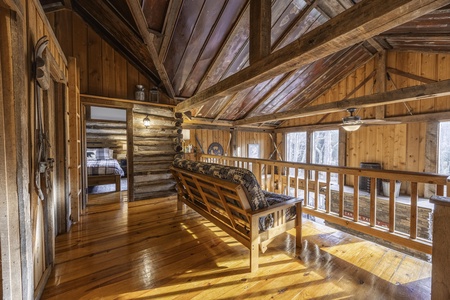 Futon in open loft area