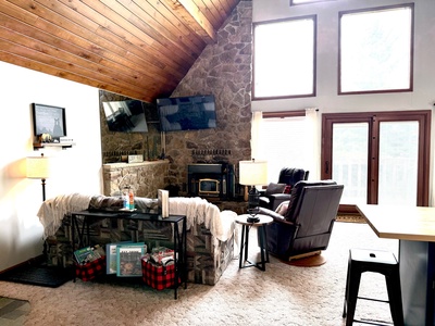 Living Room Area with Wood Fireplace