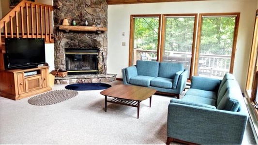 Living Room with Wood Fireplaced