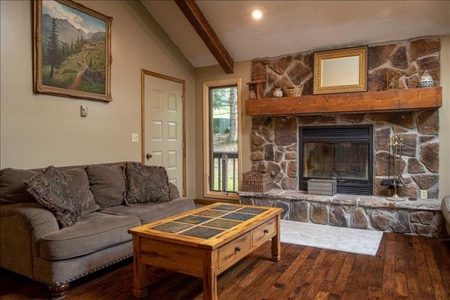 Living Room with Wood Fireplace