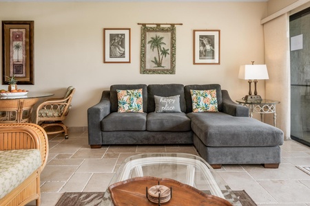 Relax on the comfy sofa in the living room