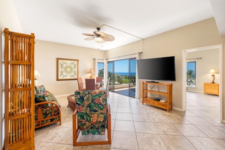 The living area is open and spacious