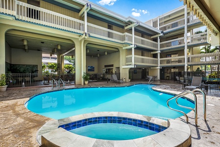 Relax in the pool and spa