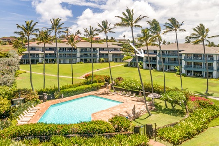 Beautiful grounds, pool and ocean view