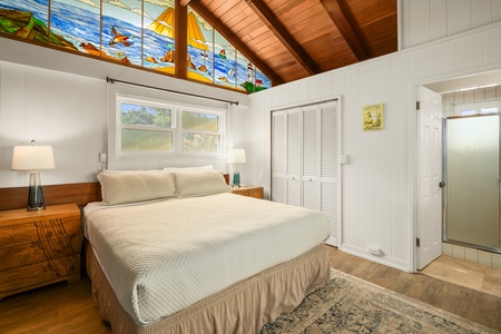 King size bed to stretch out and relax after a day at the beach.