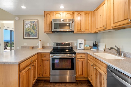 The kitchen is fully stocked for your vacation meals