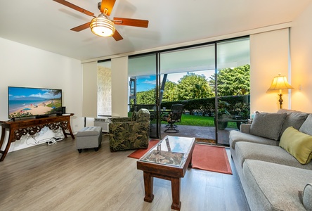 Lush garden views from the living room