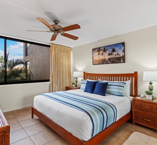 Comfy king size bed in the primary bedroom