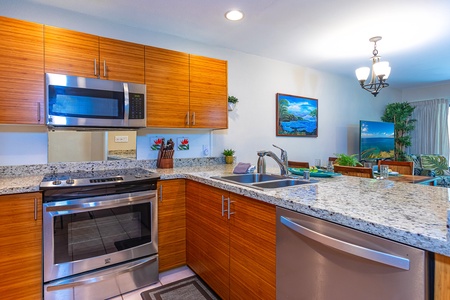 Fully equipped kitchen~ includes small appliances and cookware.