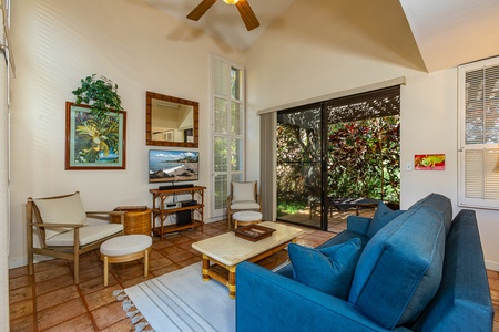 Beautiful living room with access to the front and back lanai's 