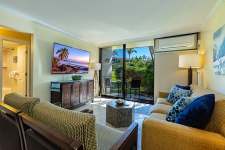 Cozy and bright living area with split AC