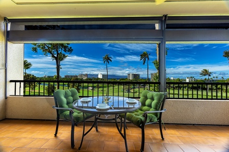 Relax and unwind on the lanai with stunning golf course and ocean views!