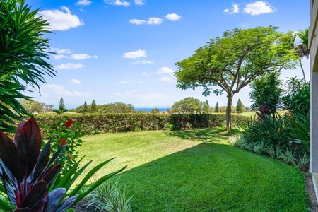 Ocean Views and grassy lawn outside of lanai 