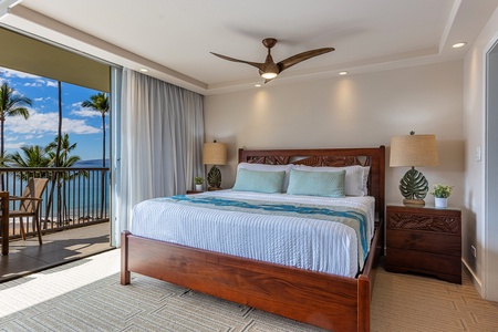 Primary bedroom features a comfortable Cal King bed