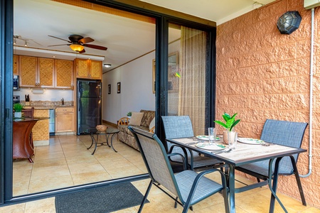 Enjoy a meal on the lanai