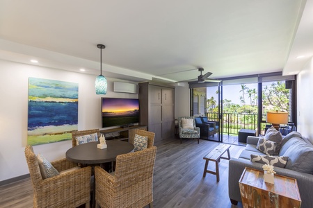 Nicely decorated living room and dining space