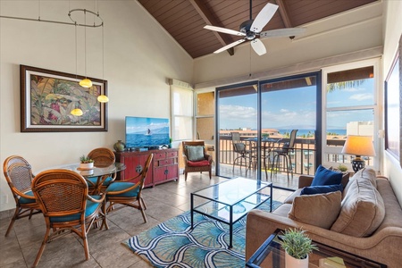Living and dining area with a view