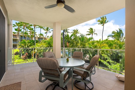 Relax on the lanai with pool views
