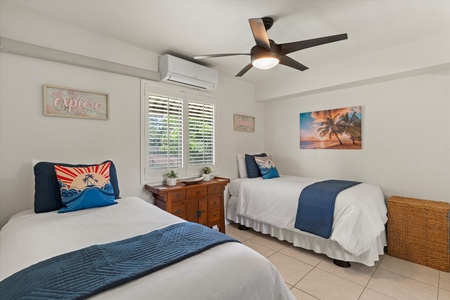 Guest bedroom twin beds can convert to a king size bed