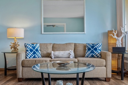 Relax on a full size sleeper sofa